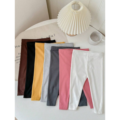 跨境外贸款Elastic Waist Solid Color Knit Leggings Multi Pack