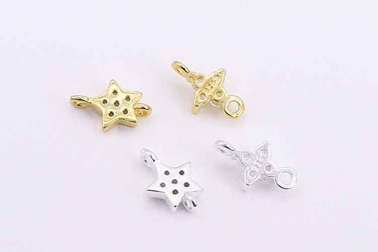 9.5*6mm Jewelry Making Size 1 Piece 9.5*6mm 925 Sterling Silver Zircon Star Polished Pendant