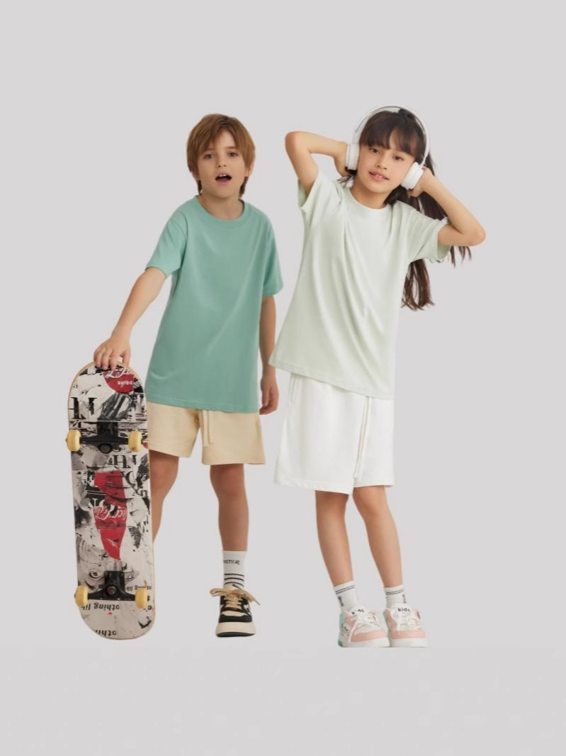 Solona camiseta para niños transfronteriza talla grande de moda manga corta suelta cuello redondo media manga camiseta de algodón helado logo impreso personalizado