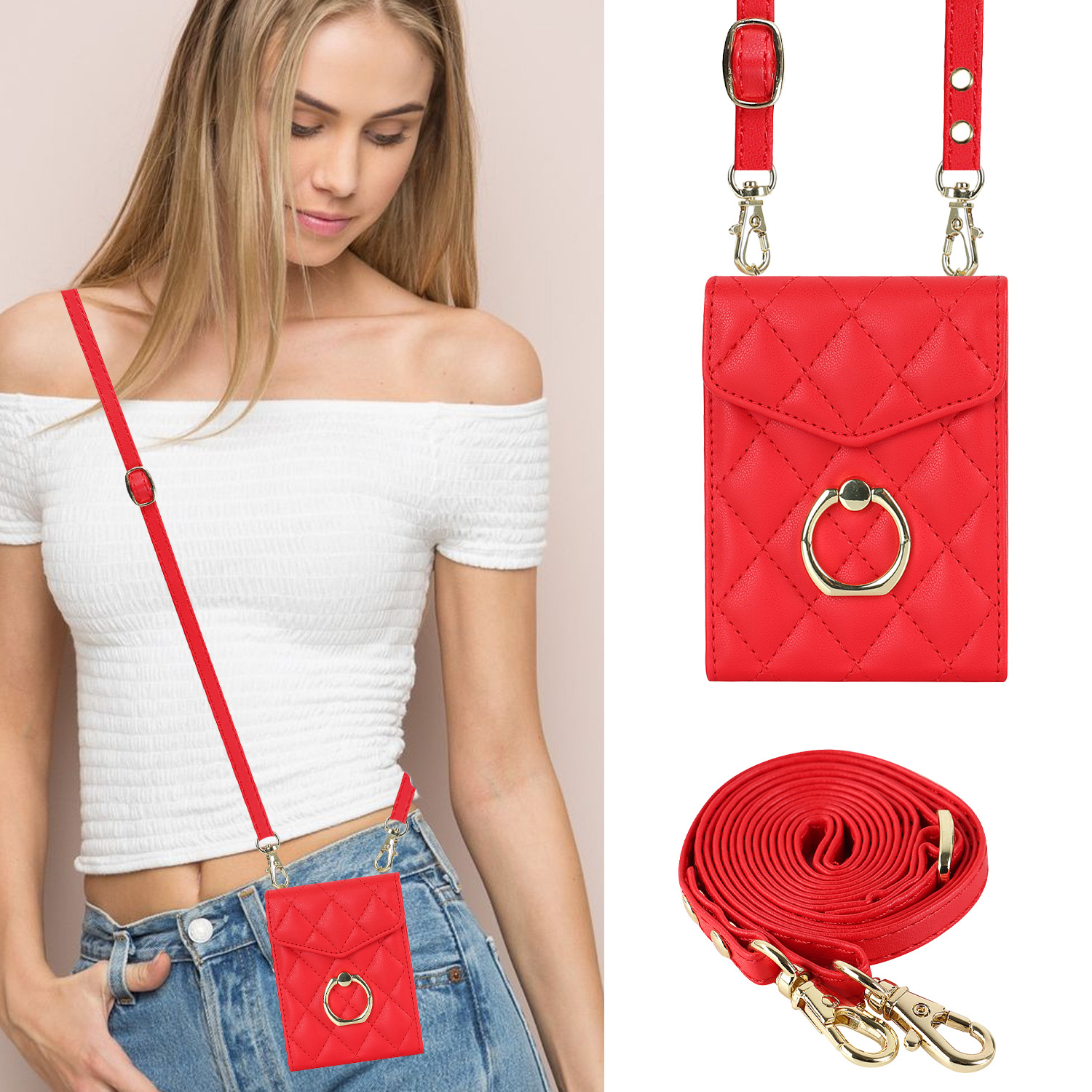 Samsung Flip6 Crossbody Phone Case With Ring And Wallet Cover_voghion.com
