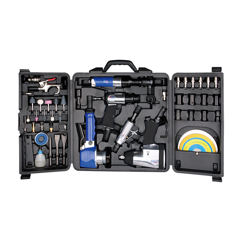 Llave neumática de WF-018A personalizada transfronteriza Llave de trinquete/máquina de grabado, máquina de rectificado, pistola de aire de pala, juego de 57 piezas