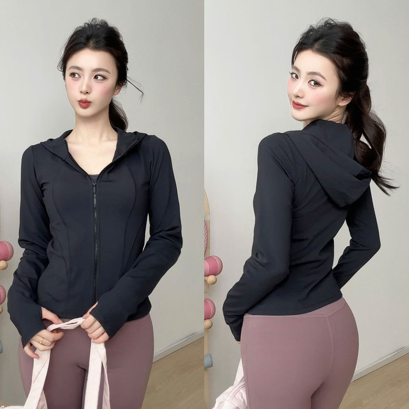 瑜珈服女2025秋季新款连帽运动外套修身显瘦长袖跑步训练健身上衣|undefined