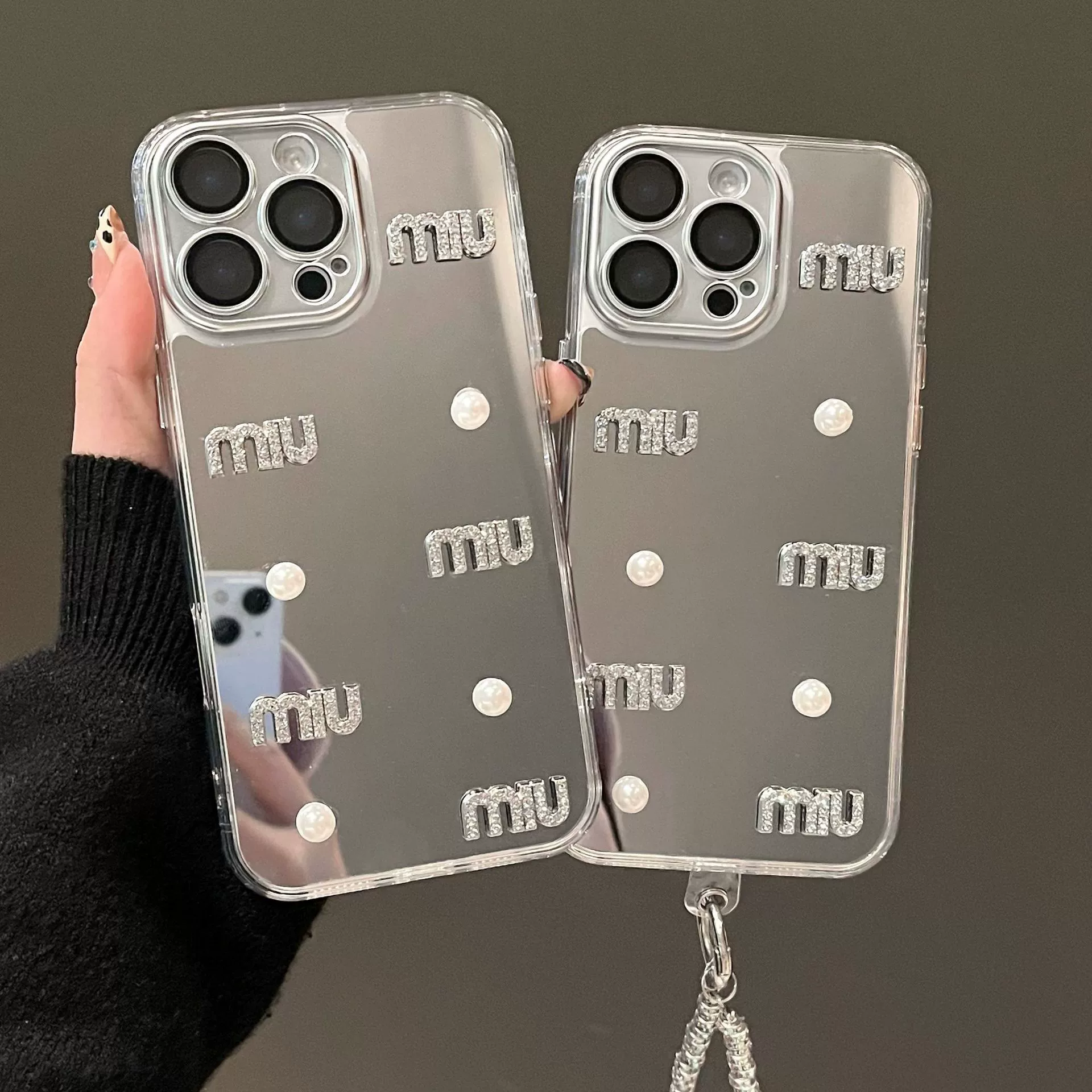 Apple, трёхмерный совместимый iPhone 15/14/13 из жемчужины, чехол для телефона, зеркало, iphone, 16примакс