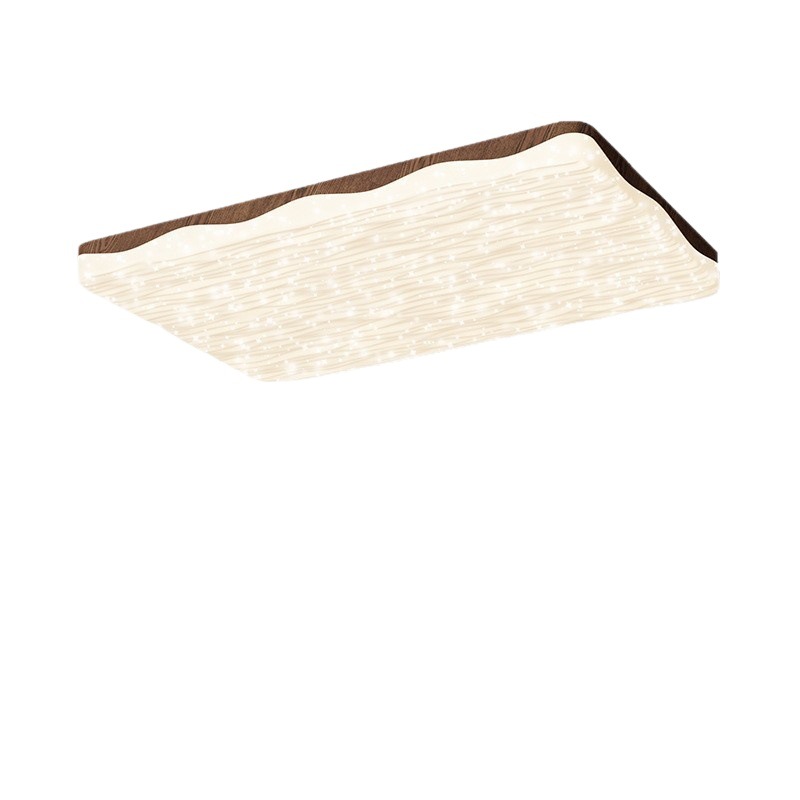 Lámpara de techo de sala de estar de estilo antiguo, color de nogal retro francés, lámpara de salón de ondas creativas, lámpara de habitación de protección ocular para el hogar