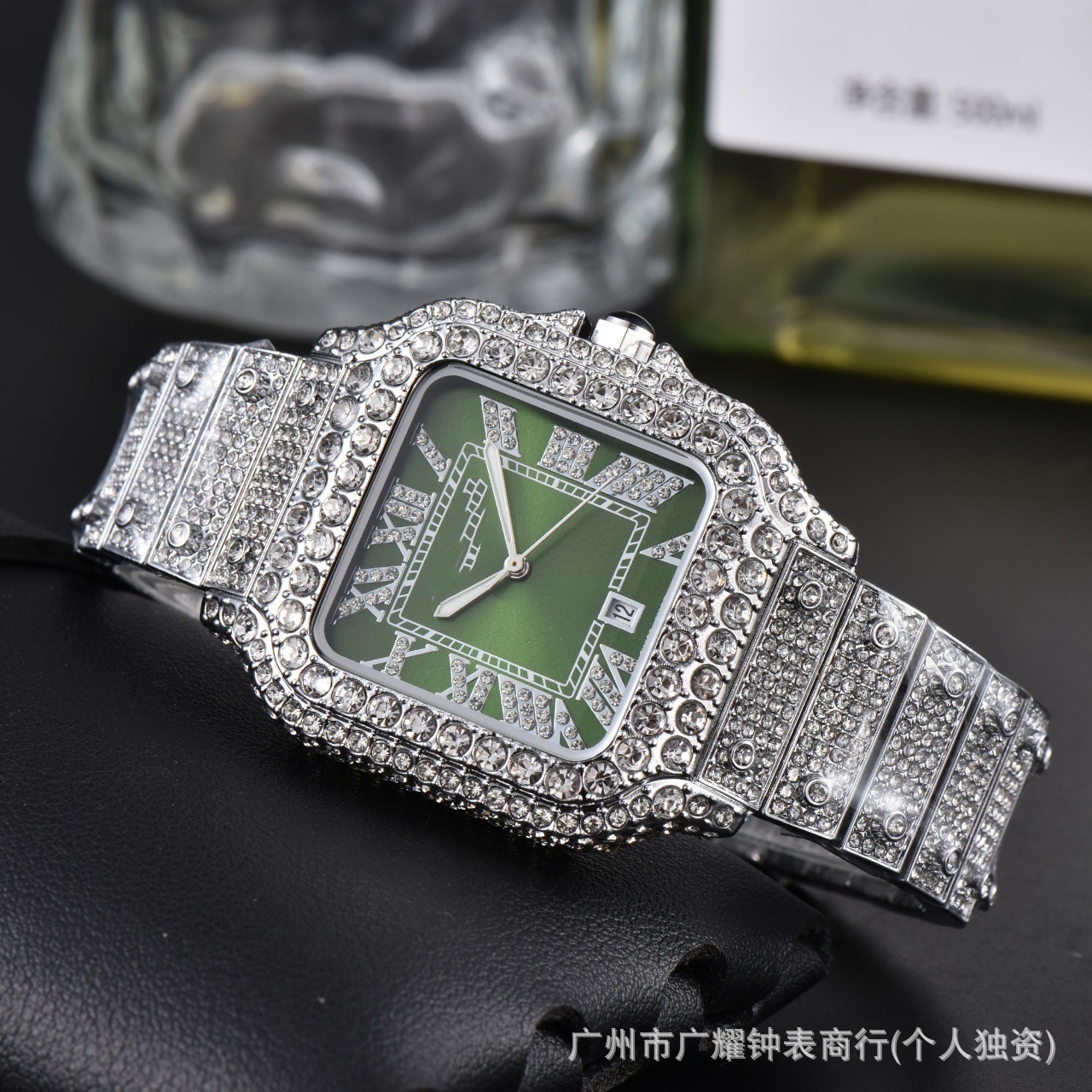 2025 New Foreign Trade Fashion Square Diamond Full Diamond Popular Cartier Full Diamond Couple Quartz Watch Manufacturer Direct Delivery