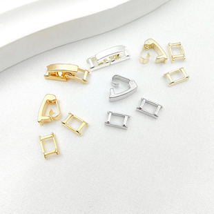 Copper plated real gold color three-piece folding buckle handmade diy homemade necklace bracelet jewelry buckle accessories material