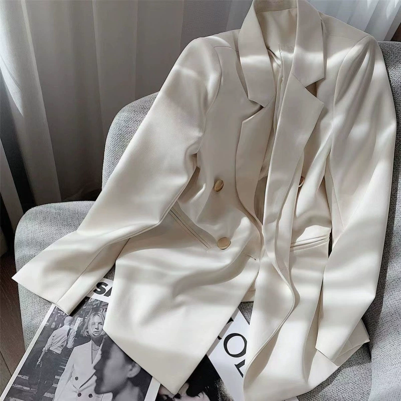 White spring autumn small classic suit jacket, white clothing, Korean style, British style, high-end