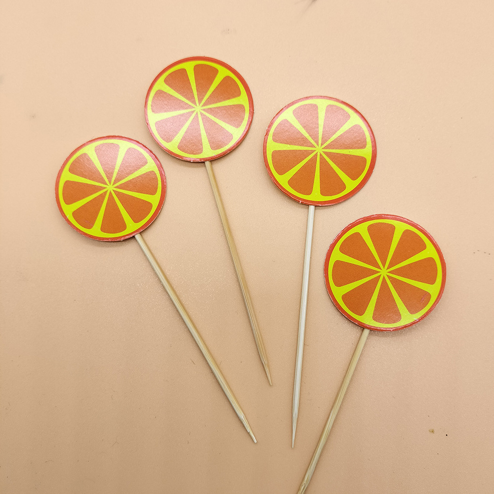 Palo de fruta desechable tenedor de fruta postre pastel de inserción de tarjeta de inserción plato de fruta decoración palo de bambú