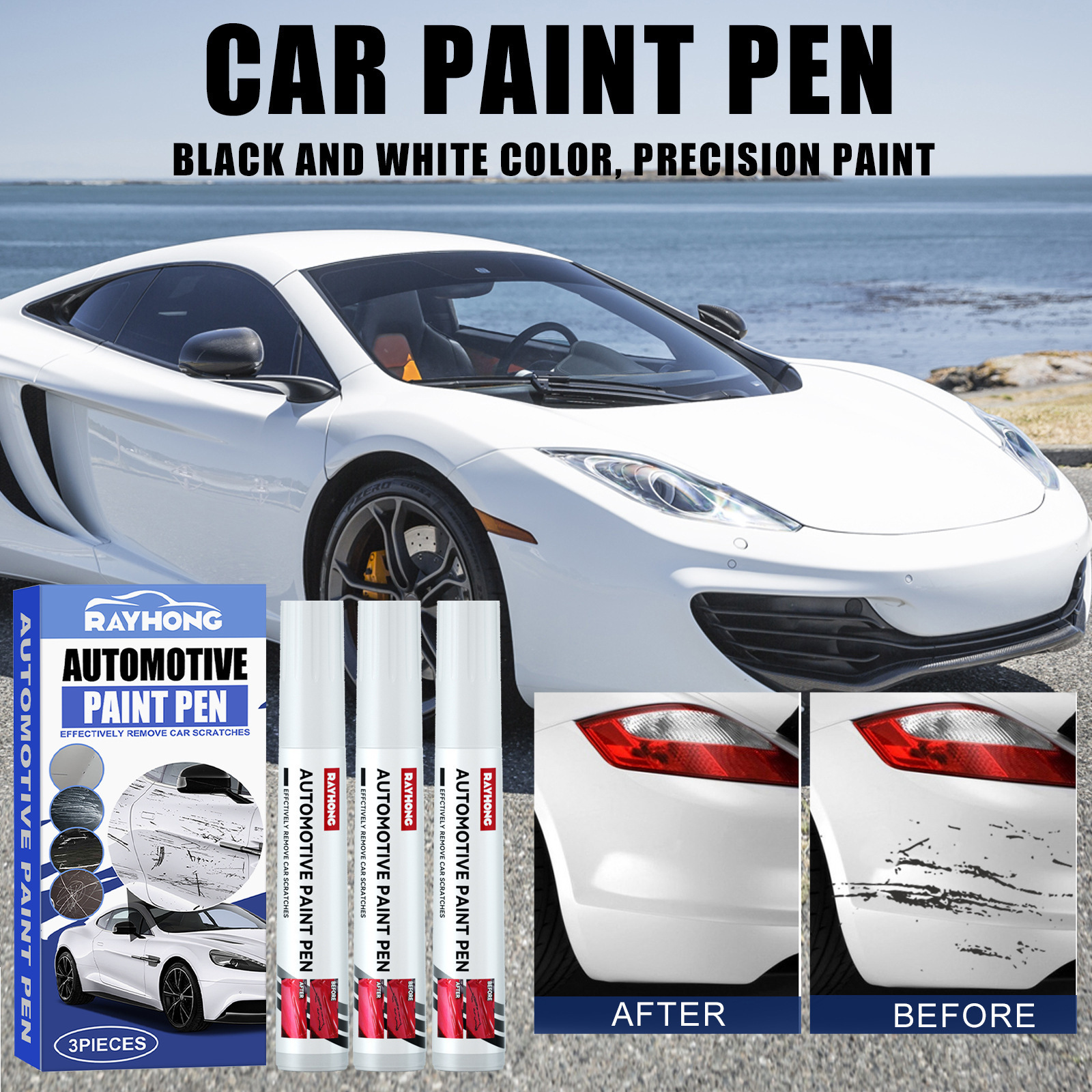 Rayhong Car Paint Repair Pen Paint Scratch and Scuff Care Repair Pen Paint Care Pen