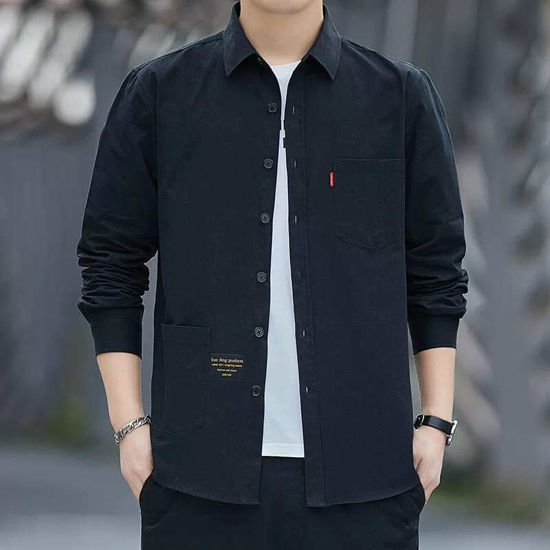 Весенняя и осенняя новая мужская рубашка с длинными рукавами, рубашка 100% водная ватная свободная рубашка повседневная куртка-рубашка
