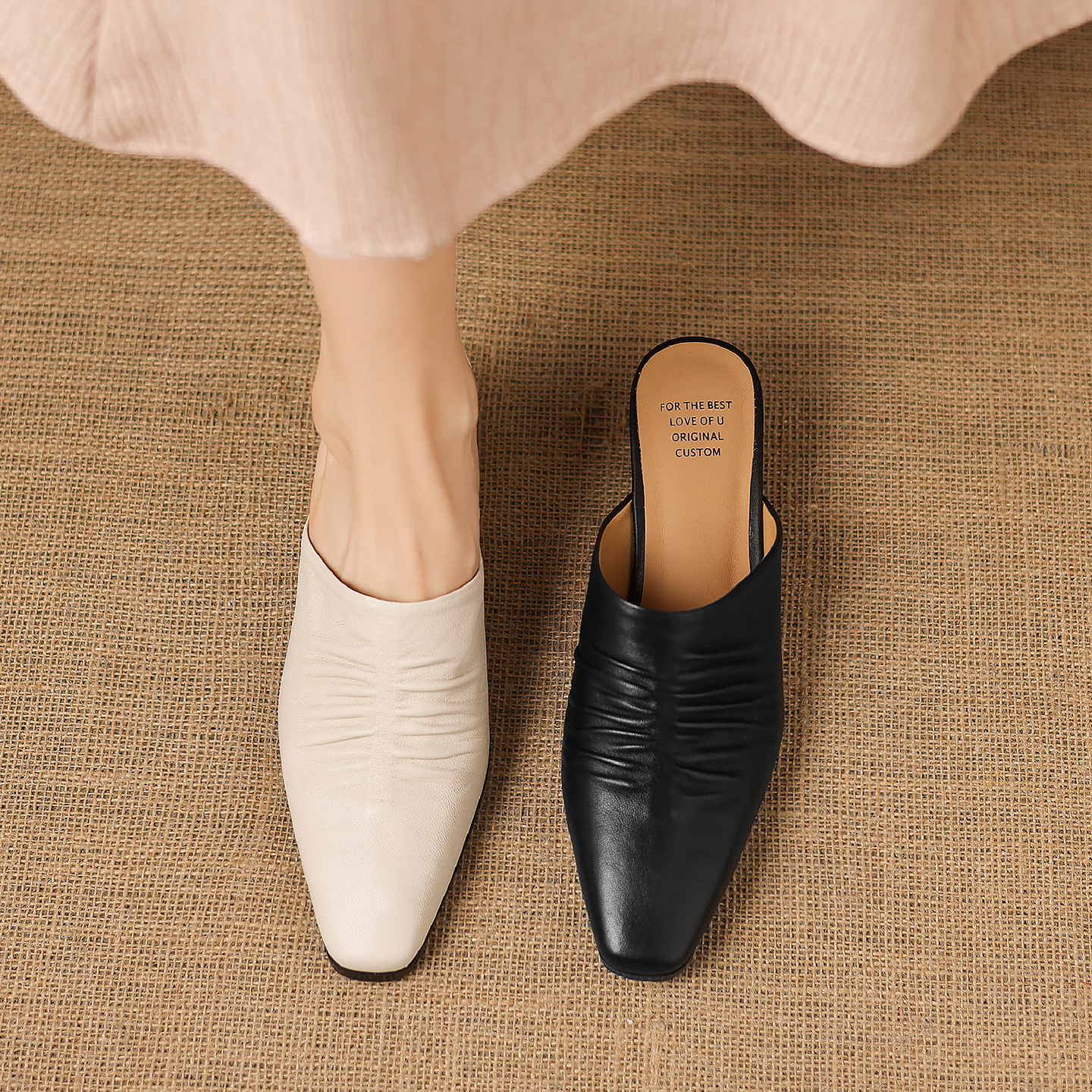 Sandal cao gót nữ mũi kín gót hở, gót 5 cm — đen