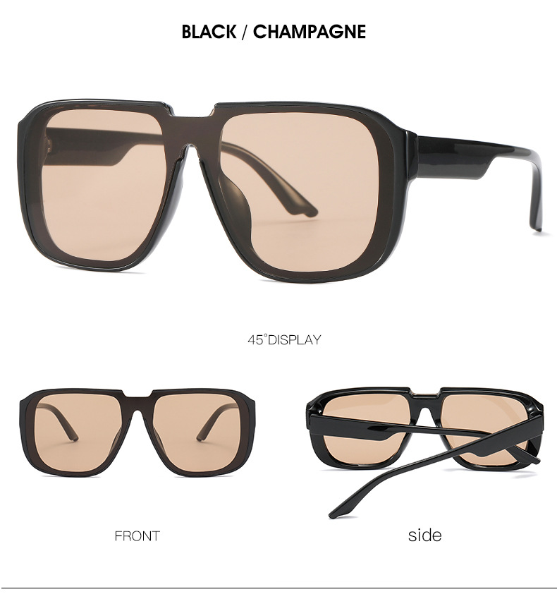 55g Weight Full Frame Glasses Structure Sunglasses Classification PC, UV400 Protection Lens Material Square Glasses Style Daily Occasion Solid Color Pattern Women'S Gender Patchwork Design Fashion Style Black Color Fashion Solid Color PC UV400 Protection Square Patchwork Full Frame Men's Sunglasses 6