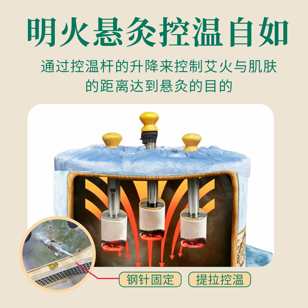 Wooden Moxibustion Box Smokeless Warming Device Adjustable Vent for Waist and Abdomen Care specifications
