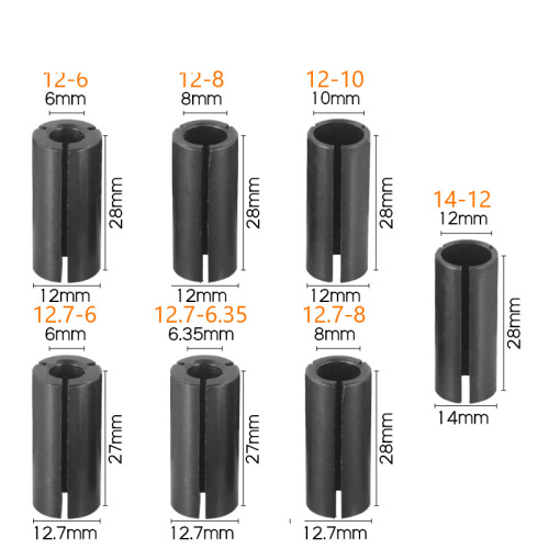 Engraving machine conversion chuck handle reducing diameter conversion set 1/2 woodworking milling tool chuck trimming electromechanical wood milling nut