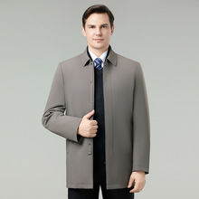 冬季新款羽绒服男夹克白鸭绒中年男士加厚可拆卸内胆翻领保暖外套