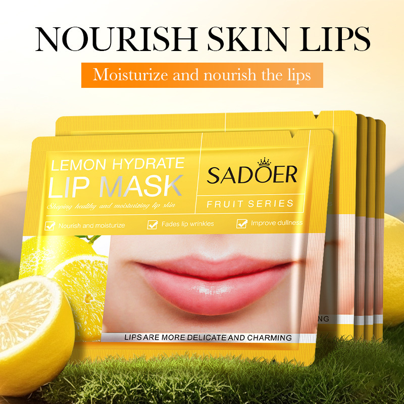 All-English Sadoer Lemon Hydrating Lip Mask Moisturizing Autumn and Winter Anti-Dry Lip Mask Cross-Border Foreign Trade Wholesale