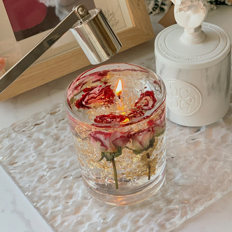 真花ゼリー香薫ろうそく精油薫香礼箱花芸ろうそく水晶杯寝室香雰囲気置物お土産|undefined