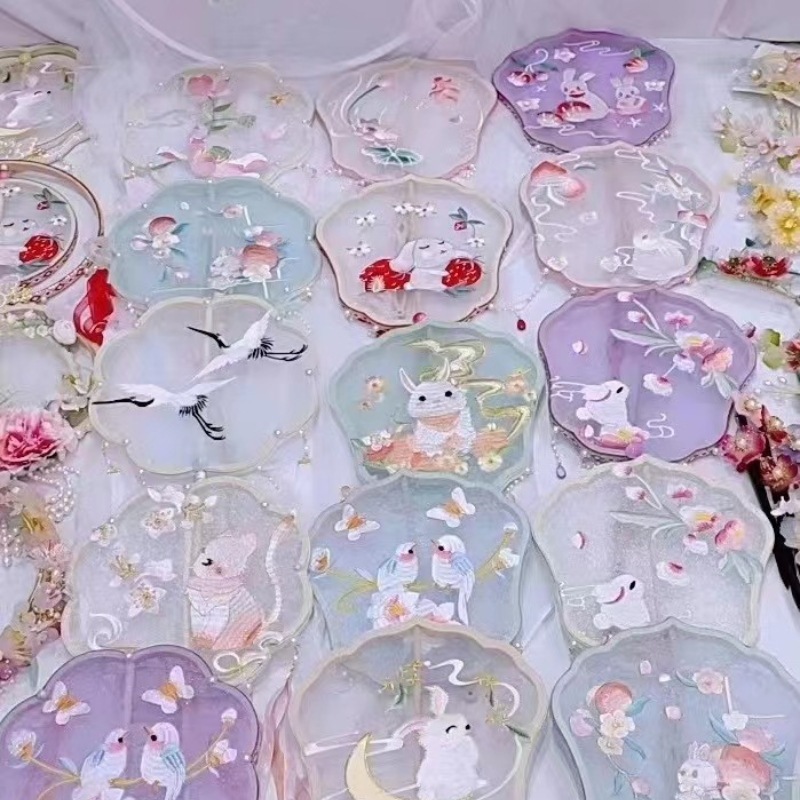 刺繍団扇刺繍円扇異形扇子漢服ダンス専用レトロ扇中国風成人児童専用|undefined