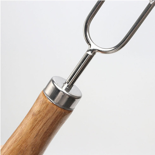 BBQ barbecue skewer wooden handle stainless steel barbecue fork double needle U-shaped skewers 201 stainless steel outdoor barbecue tools