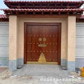 庭院新中式实木大门农村进户门别墅民宿复古双开门仿古寺庙大门