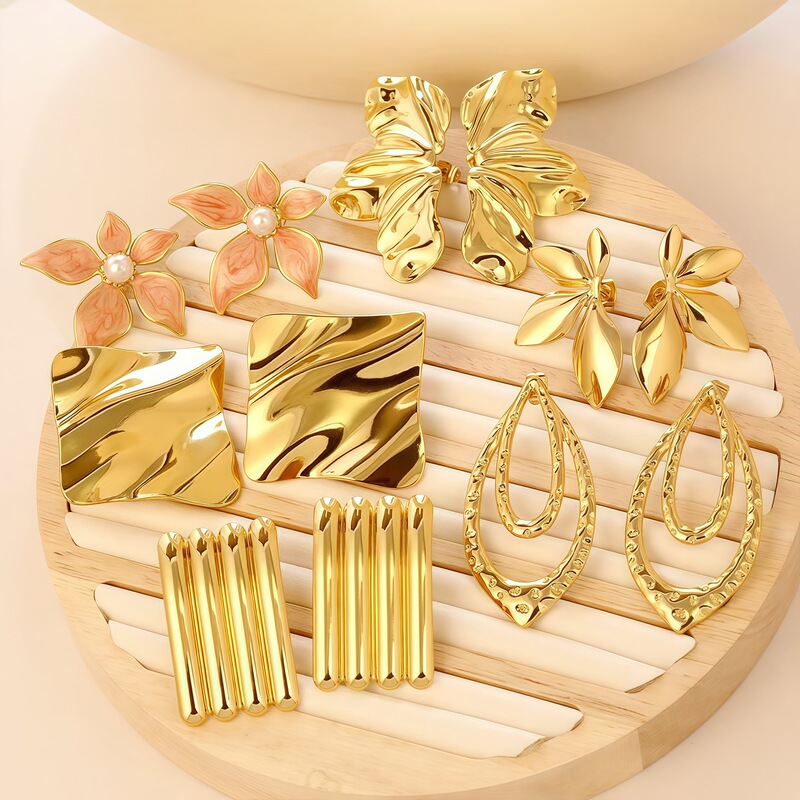 Cross-Border Exaggerated High-End Personalized Geometric Asymmetrical Earrings Series Gold-Plated High-Quality Earrings Wholesale