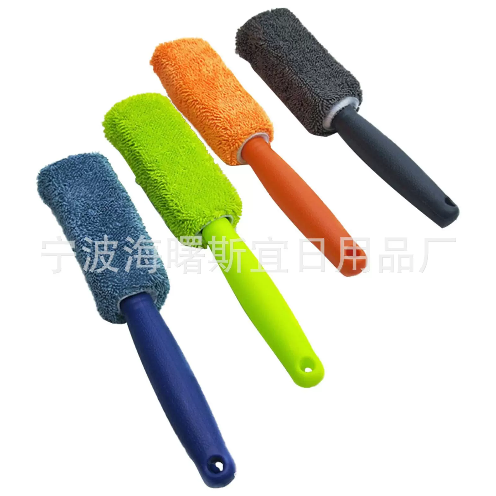 超细纤维长柄轮毂刷 小辫子布轮胎刷 加捻布汽车清洁工具