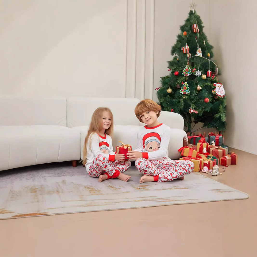 Christmas Santa letter Snowman Christmas family suit printed home clothes pajamas_voghion.com