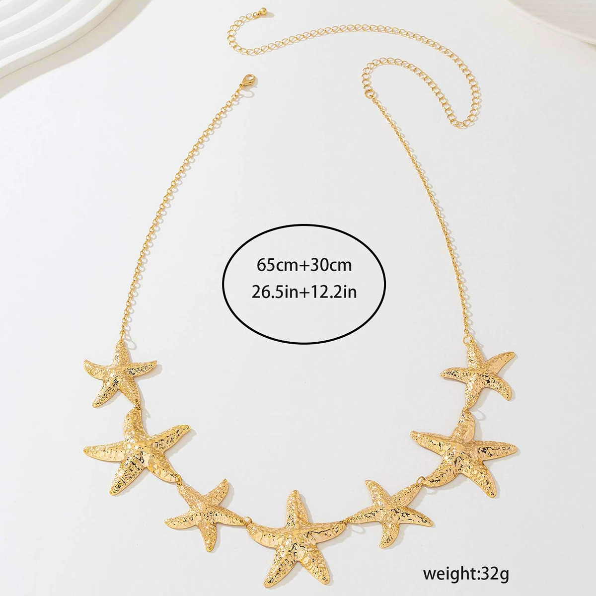 Moda europea y americana, retro transfronterizo, elegante serie oceánica, serie de metal, colgante de estrella de mar, cadena de cintura para mujer