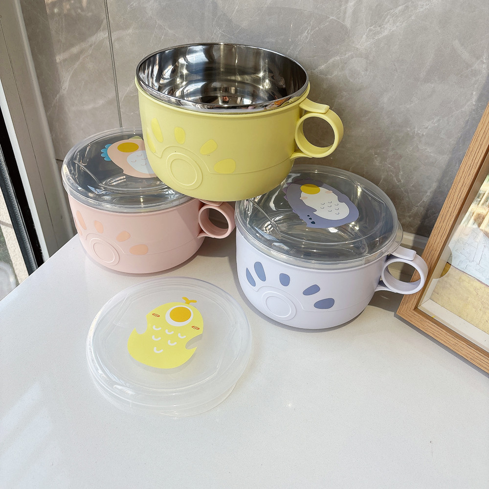 Japanese cute stainless steel lunch box large capacity instant noodles bowl student office worker lunch box big tea jar wholesale