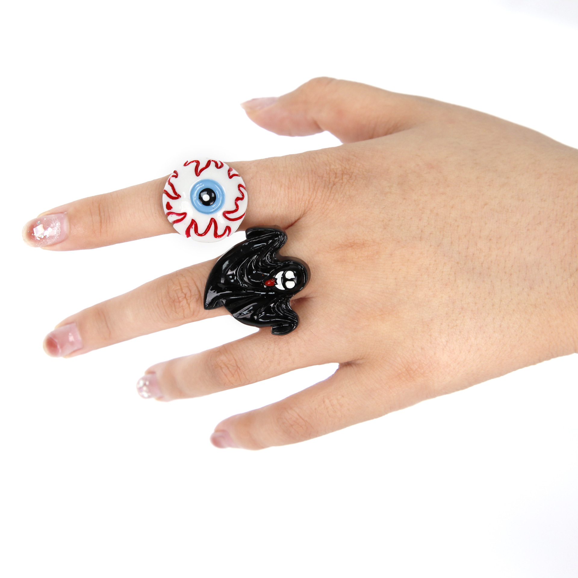 Nuevo anillo fantasma de Halloween transfronterizo para niños Adulto festival de fantasmas decoración de fiesta dibujos animados anillo de calabaza ajustable