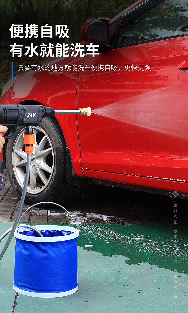 Cross-border foreign trade wholesale wireless lithium-ion high-pressure water gun, lithium-ion car washing machine, household turbo floor cleaner, direct from the factory