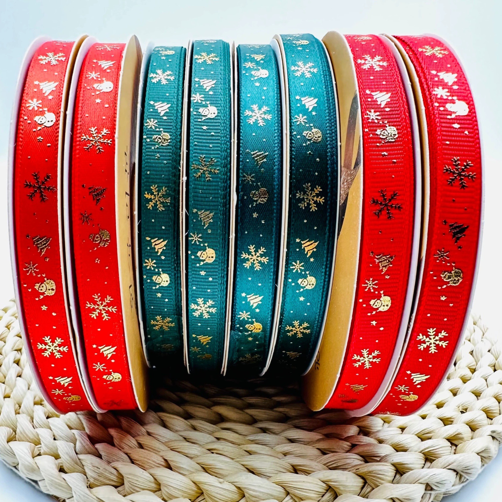 Transfronterizos 1CM Navidad estampado cinta decoración de árbol de Navidad cinta caja de regalo de Navidad cinta en stock