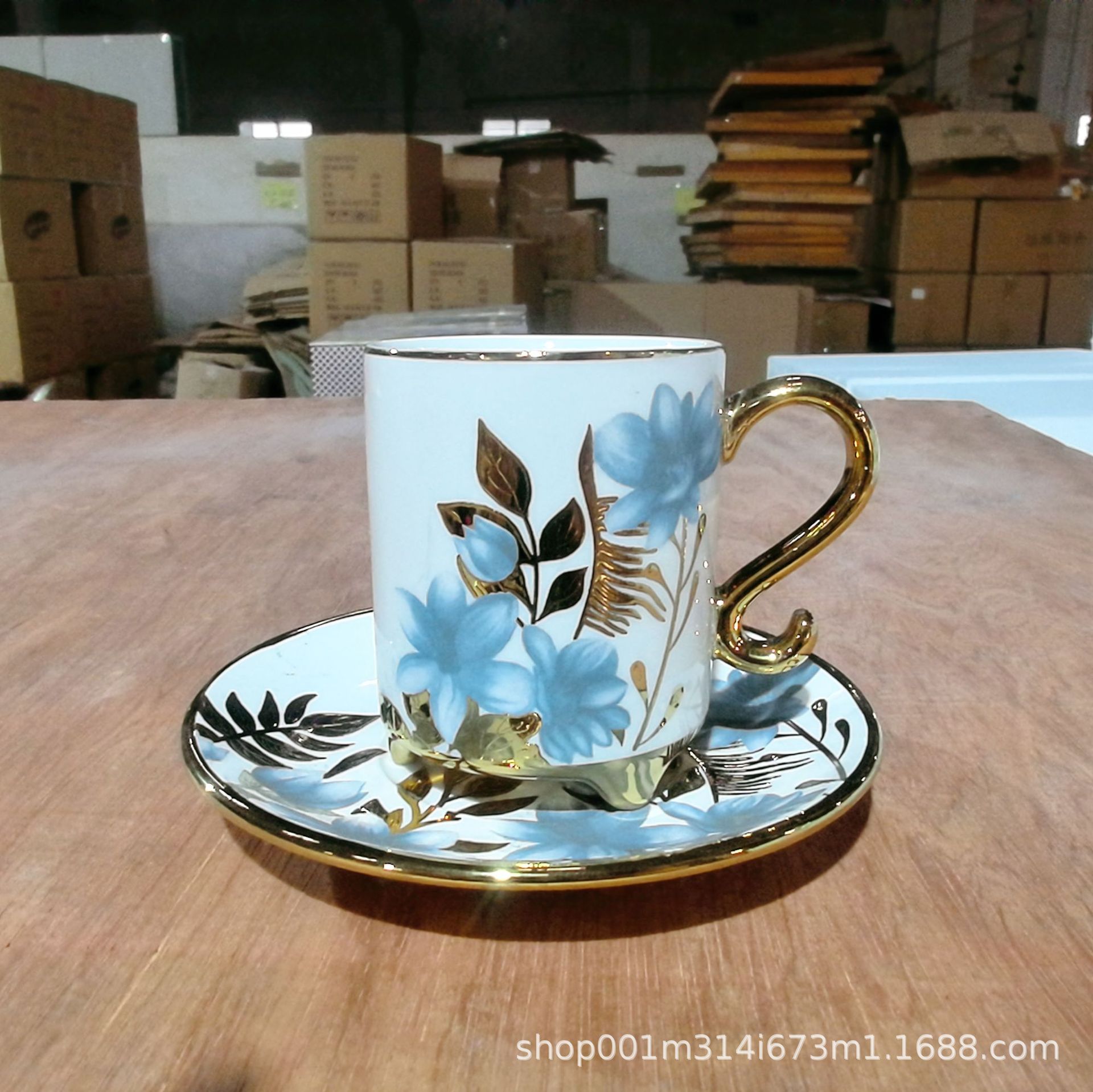 Creativo 6 tazas 6 platillos cerámica galvanizada pequeña taza de café platillo taza y platillo té de la tarde juego de té de regalo