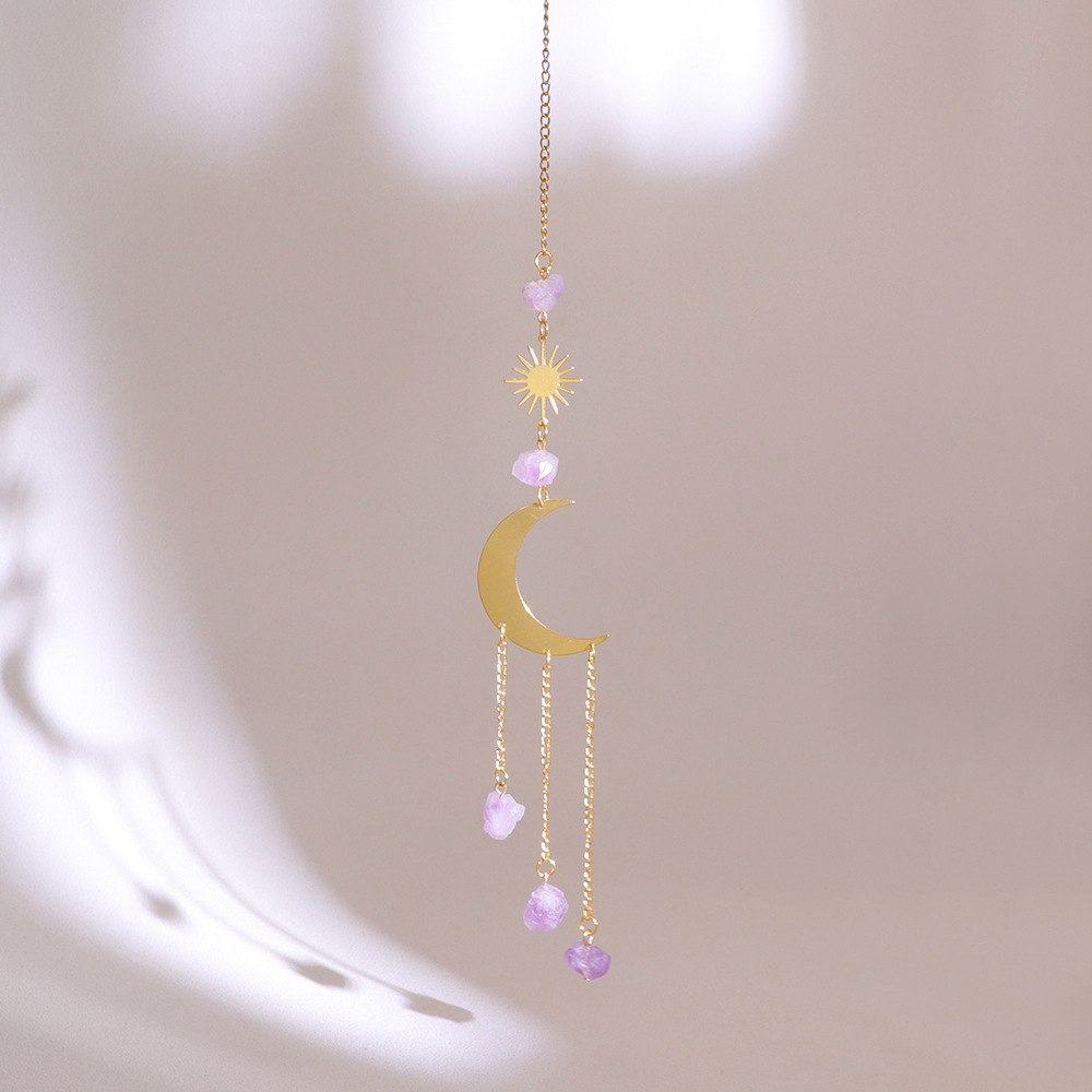 Einfacher Stil Mond Blumen Kristall Kristall Kupfer Sonnenfänger Windspiel Wand Kunst display picture 10