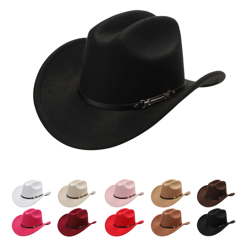 2025 Hot Selling Western Cowboy Hat for Women, Personalized Leather Belt with Metal Rivets and Square Buckle for Theme Parties 2025 Hot Selling Western Cowboy Hat for Women, Personalized Leather Belt with Metal Rivets and Square Buckle for Theme Parties