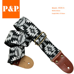 Guitar strap new style PP first layer cowhide leather head thickened braided ethnic wind electric guitar bass universal decompression