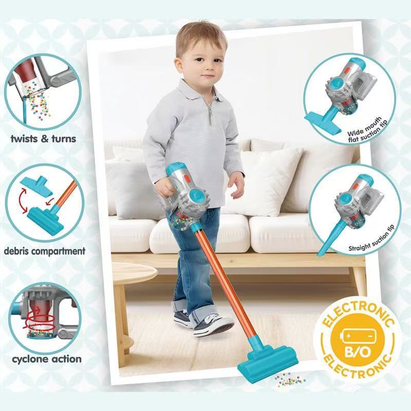 New Luxury Children's Electric Vacuum Cleaner Broom Dustpan Set Hygiene Cleaning Toys Play House Manufacturer Wholesale