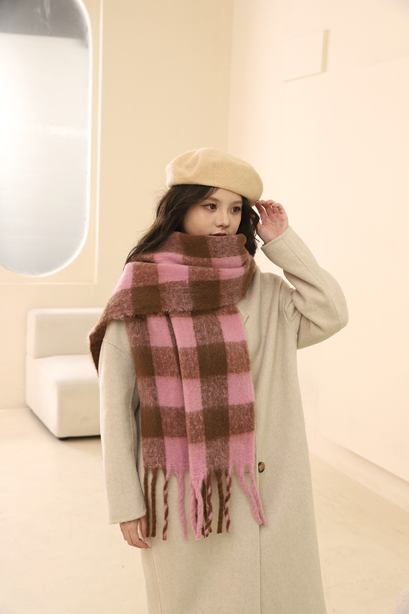 Écharpe épaisse en mohair automne-hiver 2024 avec atmosphère, chaleur haut de gamme, version coréenne polyvalente pour hommes et femmes_voghion.com