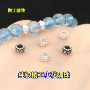 S925 Sterling Silver Finely Crafted Small Flower Spacer Beads Mini Spacer Pieces Crystal Jewelry Making Bracelet Necklace Handmade DIY Accessories
