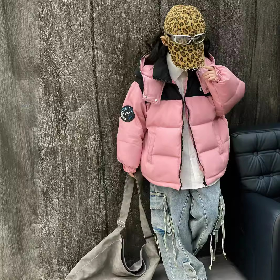 2025 Winter New Style Children's Down Jacket, Boys and Girls' Hooded Workwear, Thickened Outerwear, One Piece Dropshipping Trendy