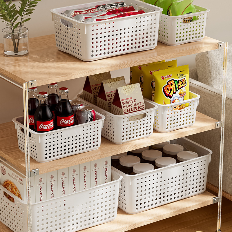 日本式シンプル収納バスケット収納キッチン野菜果物収納ケース取っ手付きプラスチックバスケット|undefined