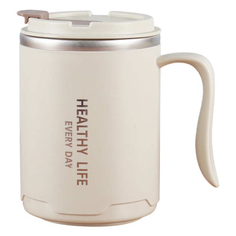 304 taza de acero inoxidable taza de agua de doble capa con tapa Oficina taza de té portátil taza de café de regalo con mango