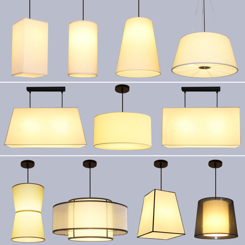 Nordic Modern Minimalist Restaurant Chandelier Chinese Linen Fabric Lampshade Creative Living Room Dining Room Bedroom Study Lamps