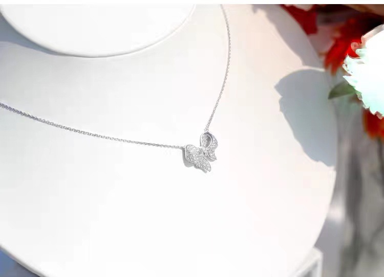 Fashion Bow Knot Copper Inlay Zircon Necklace 1 Piece