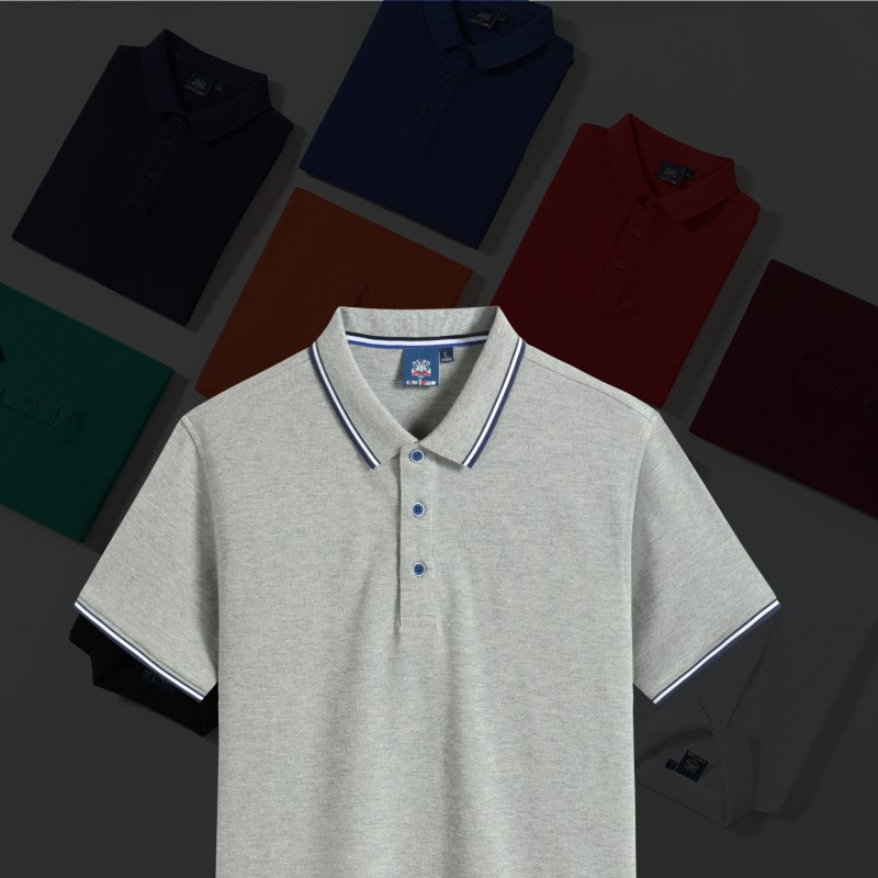 P25 ) 210gPOLO衫短袖長袖夏季翻領純色男女商務男裝短袖T恤現貨