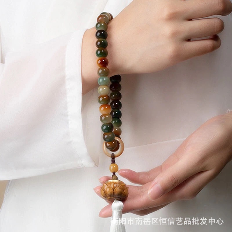 12mm 숯 구운 사과 구슬 녹색 백단향 주머니