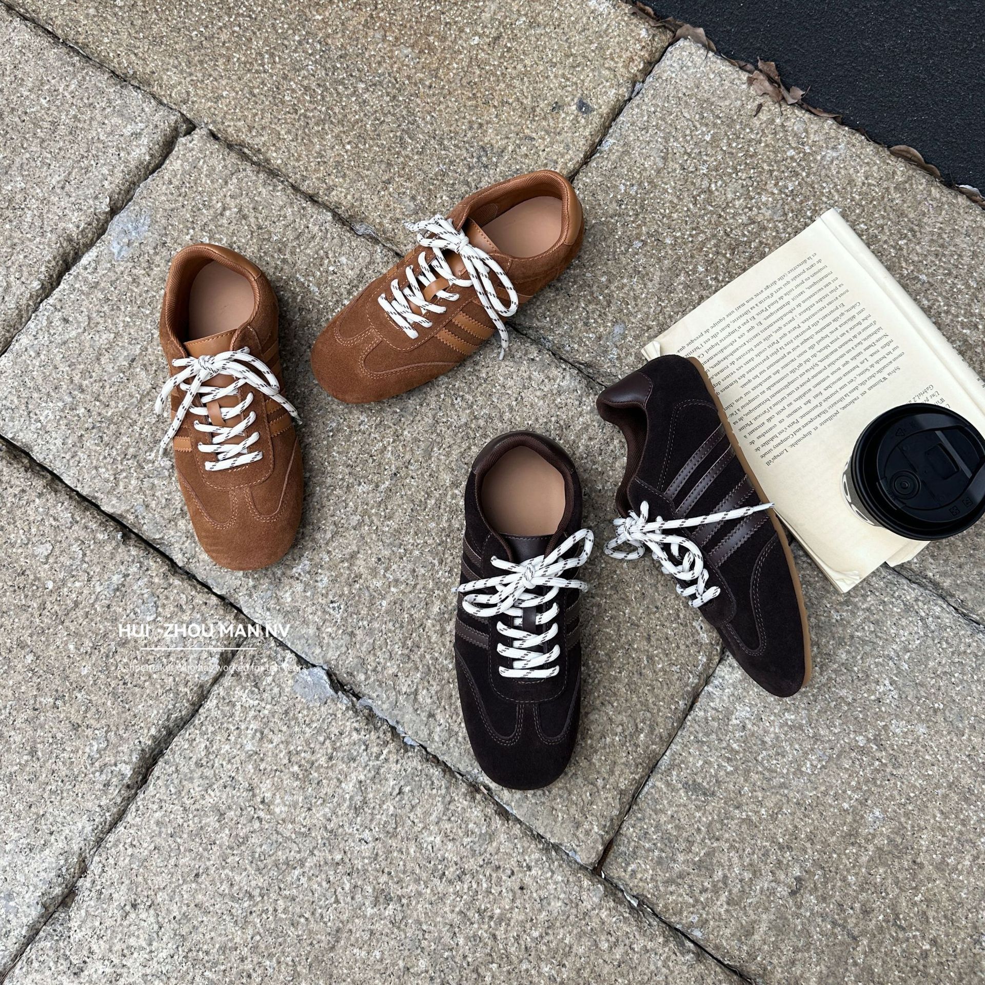 牛皮版复古阿甘鞋女2025新款百搭休闲运动鞋女平底低帮德训鞋板鞋