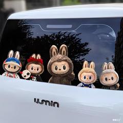 Labubu ヘッドステッカー Labubu 表情車のステッカー電気自動車の装飾クリエイティブなパーソナライズされたスクラッチブロックステッカー