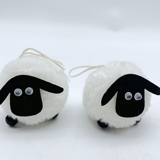 Juguetes de peluche transfronterizos colgantes de cordero blanco y negro, cordero de peluche de Pascua colgantes de cordero
