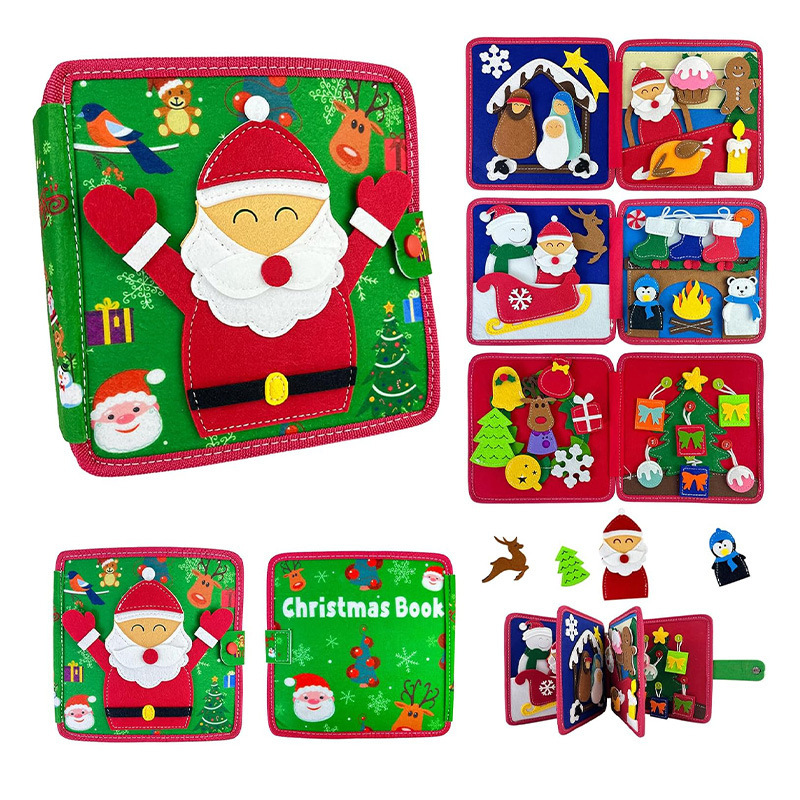 Educación temprana dibujos animados fieltro libro de tela transfronteriza Montessori bebé niños libro tranquilo Desarrollo Inteligencia Rainbow Book 3D ESTÉREO